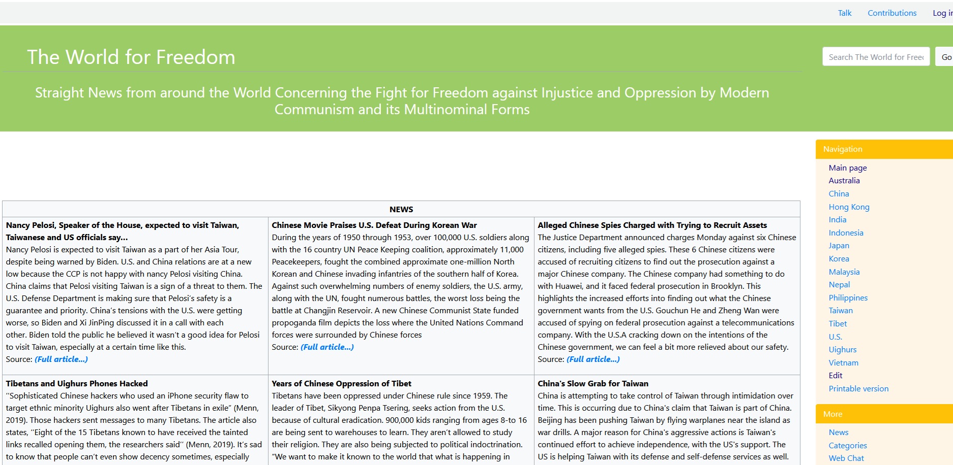 The World for Freedom online magazine